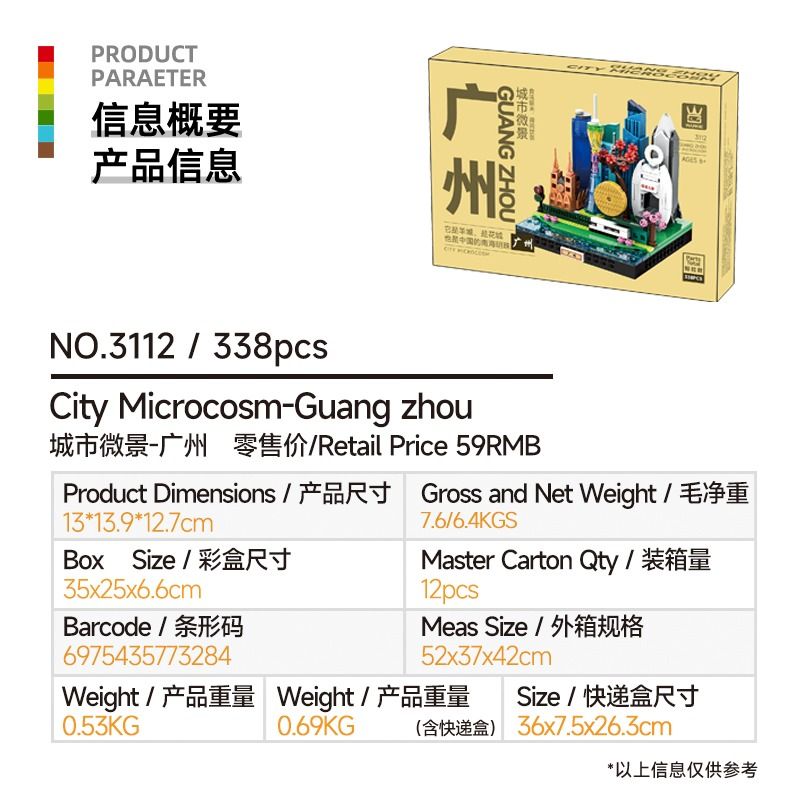 WANGE LIGAO Dr.Luck 3112 City Microcosm Xếp hình lắp ráp ghép mô hình Toàn cảnh thành phố: Quảng Châu