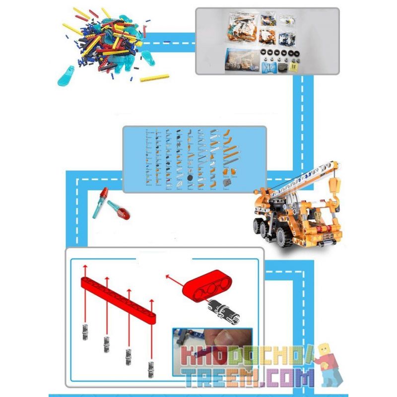 DOUBLEE CADA C52013 52013 non  XE CẨU bộ đồ chơi xếp lắp ráp ghép mô hình  MOBILE CRANE Kỹ Thuật Công Nghệ Cao Mô Hình Phương Tiện 272 khối