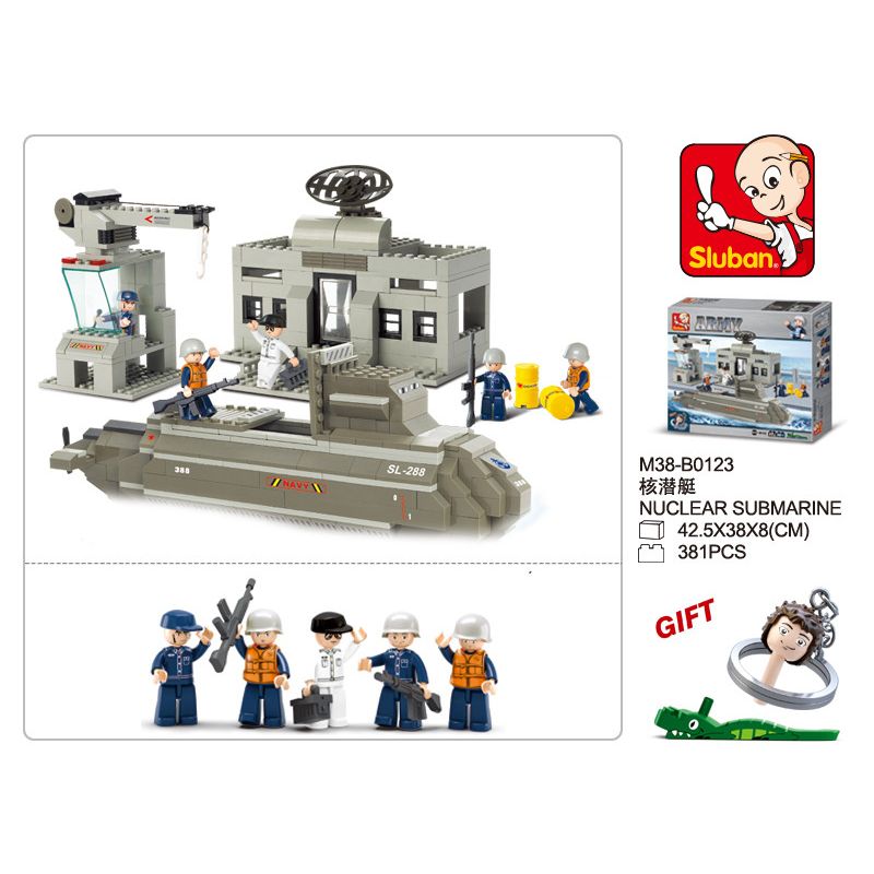 Sluban M38-B0123 Xếp hình lắp ráp ghép mô hình tàu ngầm hạt nhân