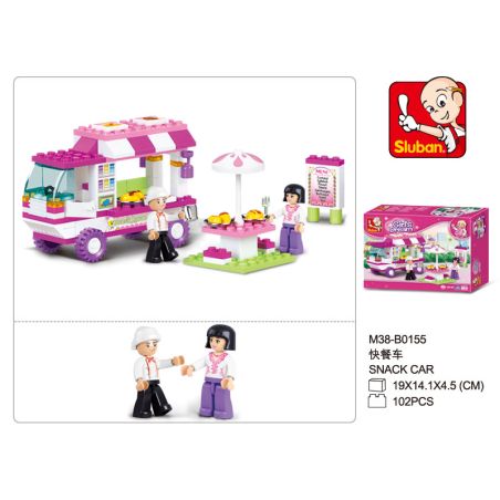 Sluban M38-B0155 Xếp hình lắp ráp ghép mô hình Xe tải thực phẩm giấc mơ màu hồng