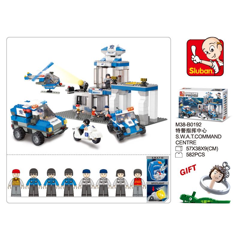 Sluban M38-B0192 Xếp hình lắp ráp ghép mô hình Trung tâm chỉ huy SWAT-SWAT thành phố