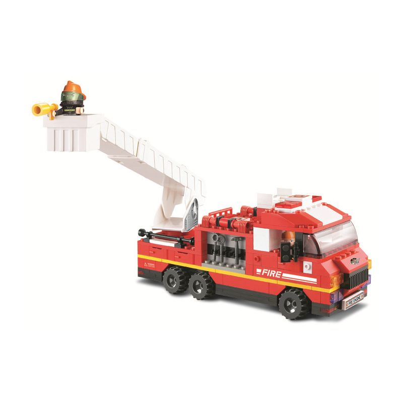 Sluban M38-B0221 Xếp hình lắp ráp ghép mô hình Xe cứu hỏa thang báo cháy nhanh