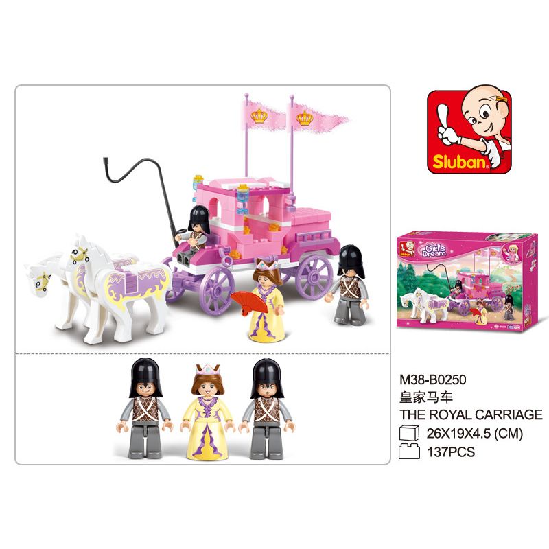 Sluban M38-B0250 Xếp hình lắp ráp ghép mô hình Giấc Mơ Hồng-Cỗ Xe Hoàng Gia