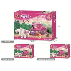 Sluban M38-B0250 Xếp hình lắp ráp ghép mô hình Giấc Mơ Hồng-Cỗ Xe Hoàng Gia