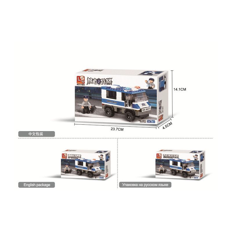 Sluban M38-B0273 Xếp hình lắp ráp ghép mô hình Xe hộ tống đặc biệt SWAT của thành phố