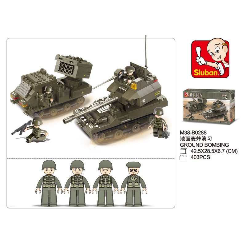 Sluban M38-B0288 Xếp hình lắp ráp ghép mô hình Quân đoàn thiết giáp - Bài tập ném bom mặt đất