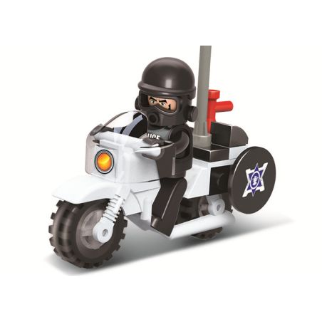 Sluban M38-B0325 Xếp hình lắp ráp ghép mô hình Xe máy SWAT chống cháy nổ Xe máy chống cháy nổ