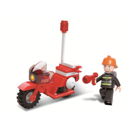Sluban M38-B0327 Xếp hình lắp ráp ghép mô hình Xe máy Xe máy chữa cháy