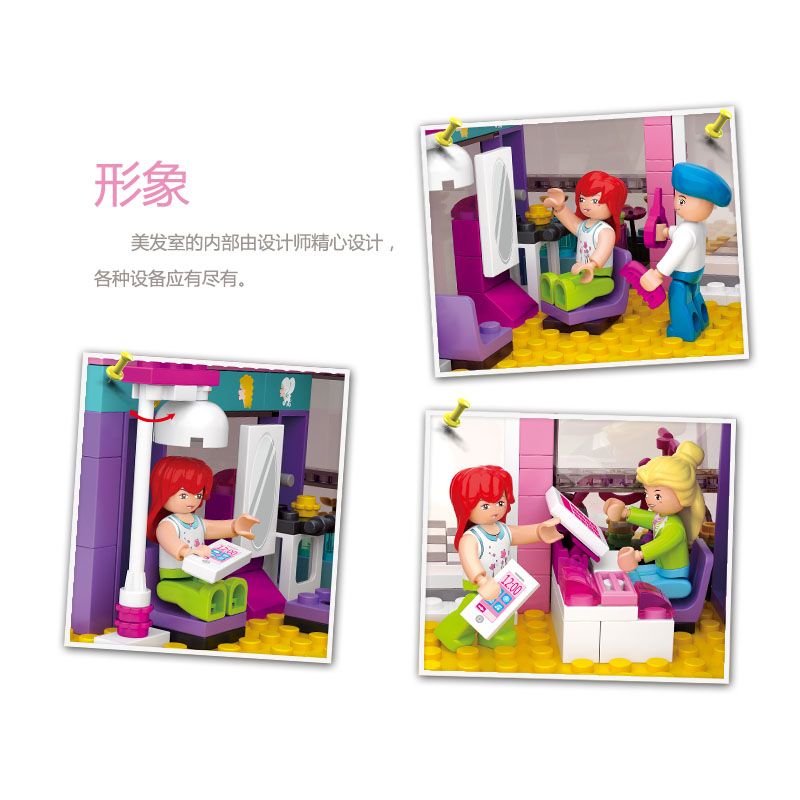 Sluban M38-B0526 Xếp hình lắp ráp ghép mô hình Cửa hàng hình ảnh làm tóc