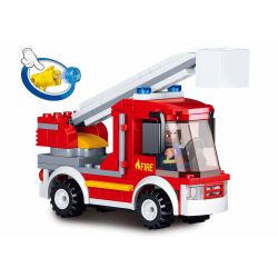 Sluban M38-B0632 Xếp hình lắp ráp ghép mô hình Xe cứu hỏa trên không nhỏ