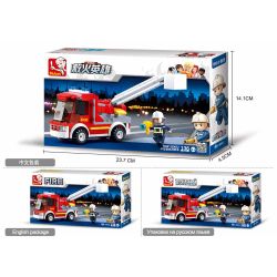 Sluban M38-B0632 Xếp hình lắp ráp ghép mô hình Xe cứu hỏa trên không nhỏ