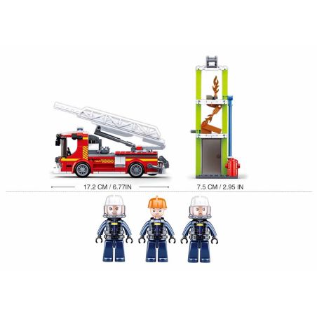 Sluban M38-B0966 Xếp hình lắp ráp ghép mô hình xe cứu hỏa thang