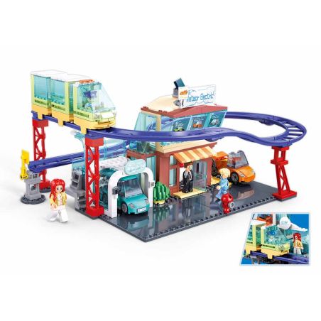 Sluban M38-B1262 Xếp hình lắp ráp ghép mô hình Cửa hàng 4S xe năng lượng mới