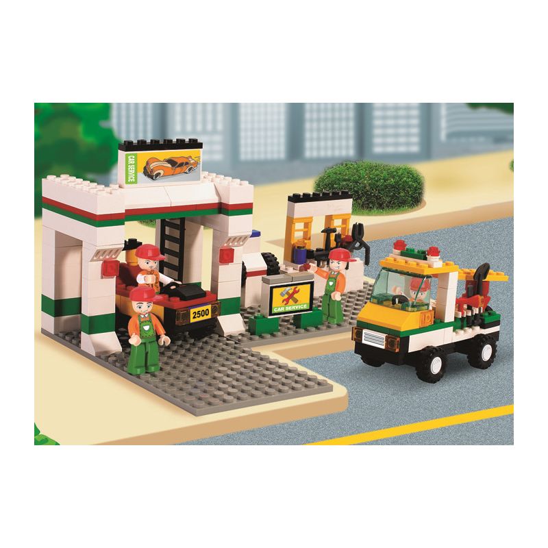 Sluban M38-B2500 Xếp hình lắp ráp ghép mô hình Trạm sửa chữa SimCity-Auto