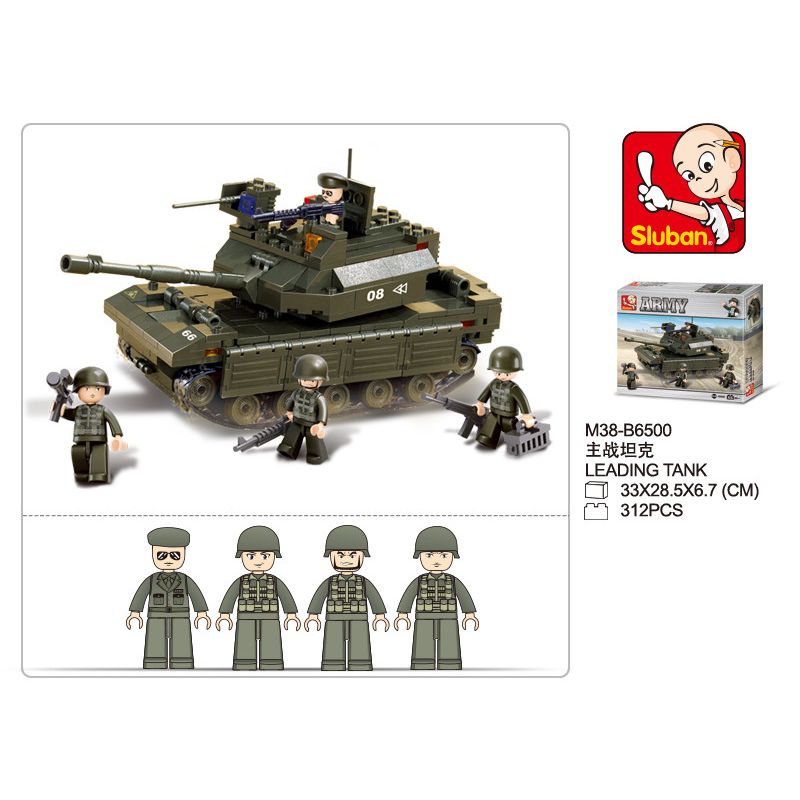 Sluban M38-B6500 Xếp hình lắp ráp ghép mô hình Lực lượng Lục quân-Xe tăng chiến đấu chủ lực