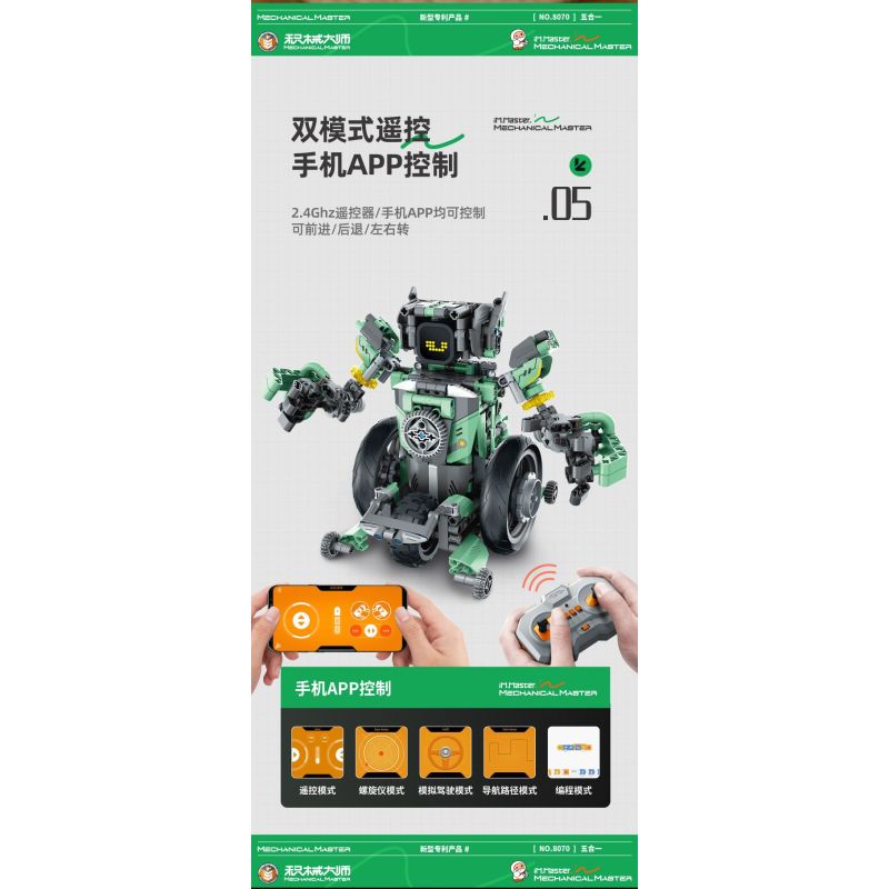 IM.Master QIHUI 8070 Xếp hình lắp ráp ghép mô hình Bậc thầy về máy móc: Robot lập trình năm trong một