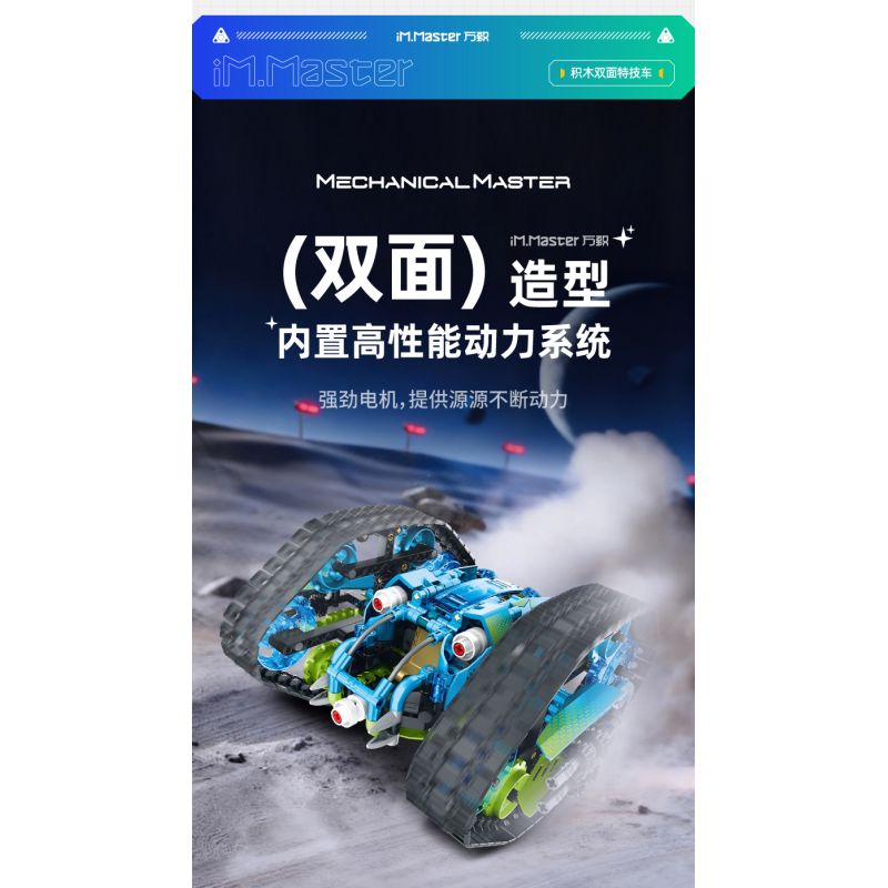 IM.Master QIHUI 8071 Xếp hình lắp ráp ghép mô hình Bậc thầy về máy móc: Xe đóng thế hai mặt