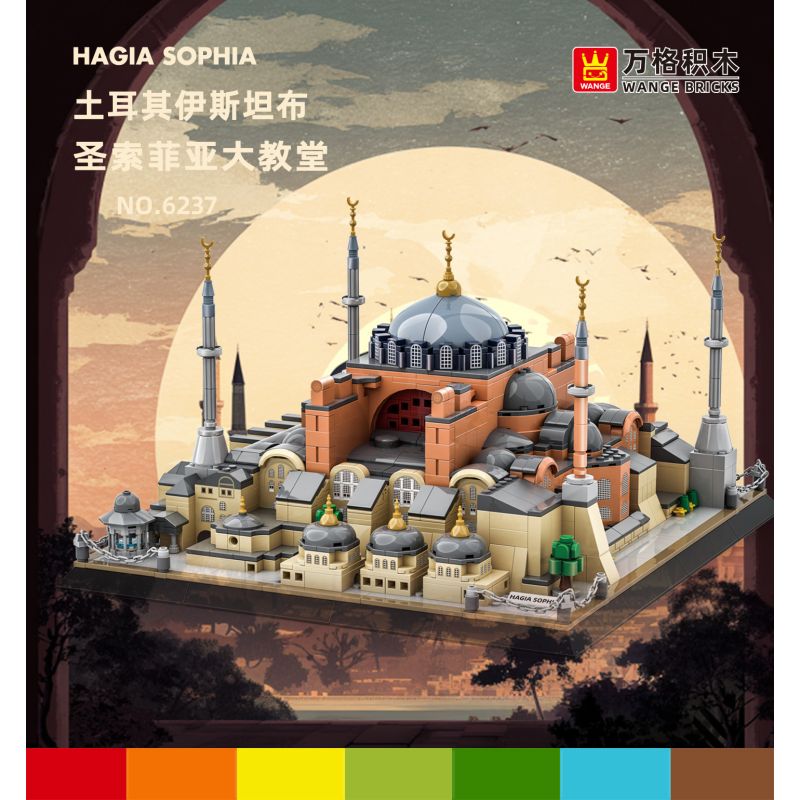 WANGE LIGAO Dr.Luck 6237 Hagia Sophia-Istanbul, Turkiye Xếp hình lắp ráp ghép mô hình Nhà thờ Hagia Sophia, Istanbul, Türkiye