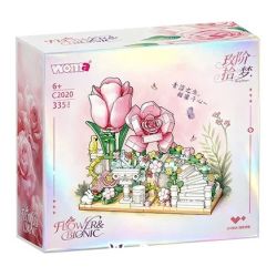 WOMA C2020 Xếp hình lắp ráp ghép mô hình Cầu Thang Hoa Hồng Đón Giấc Mơ Khung Ảnh Hoa