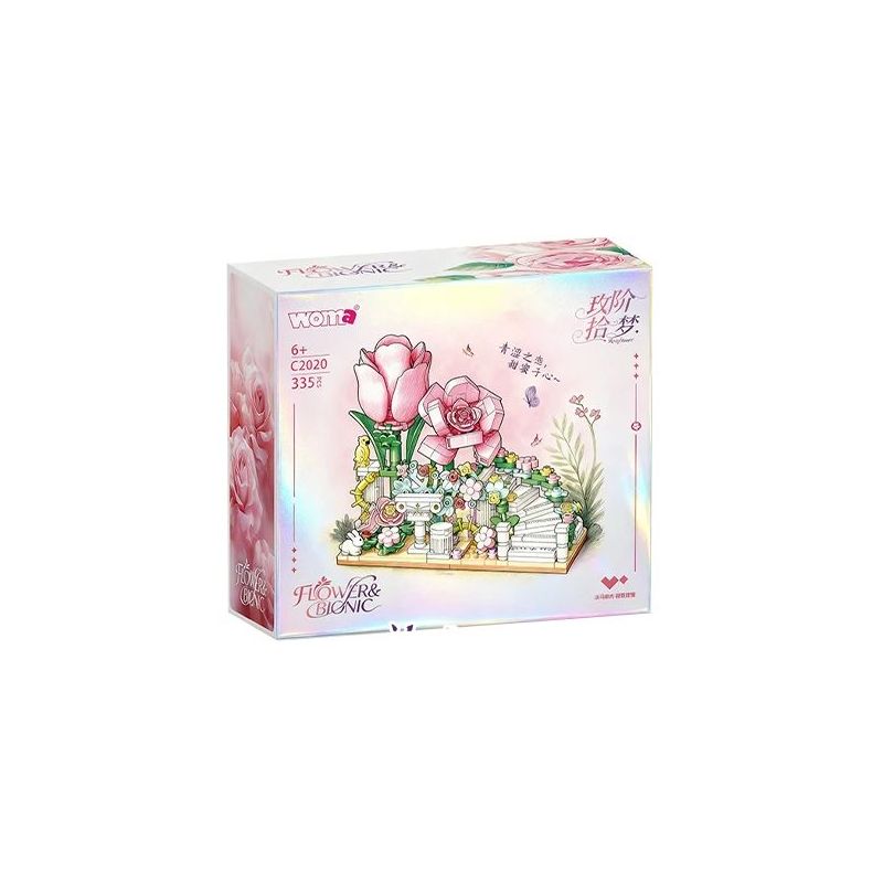 WOMA C2020 Xếp hình lắp ráp ghép mô hình Cầu Thang Hoa Hồng Đón Giấc Mơ Khung Ảnh Hoa