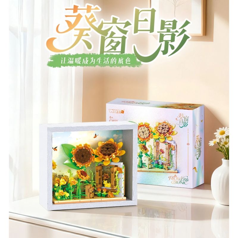 WOMA C2020 Xếp hình lắp ráp ghép mô hình Cầu Thang Hoa Hồng Đón Giấc Mơ Khung Ảnh Hoa