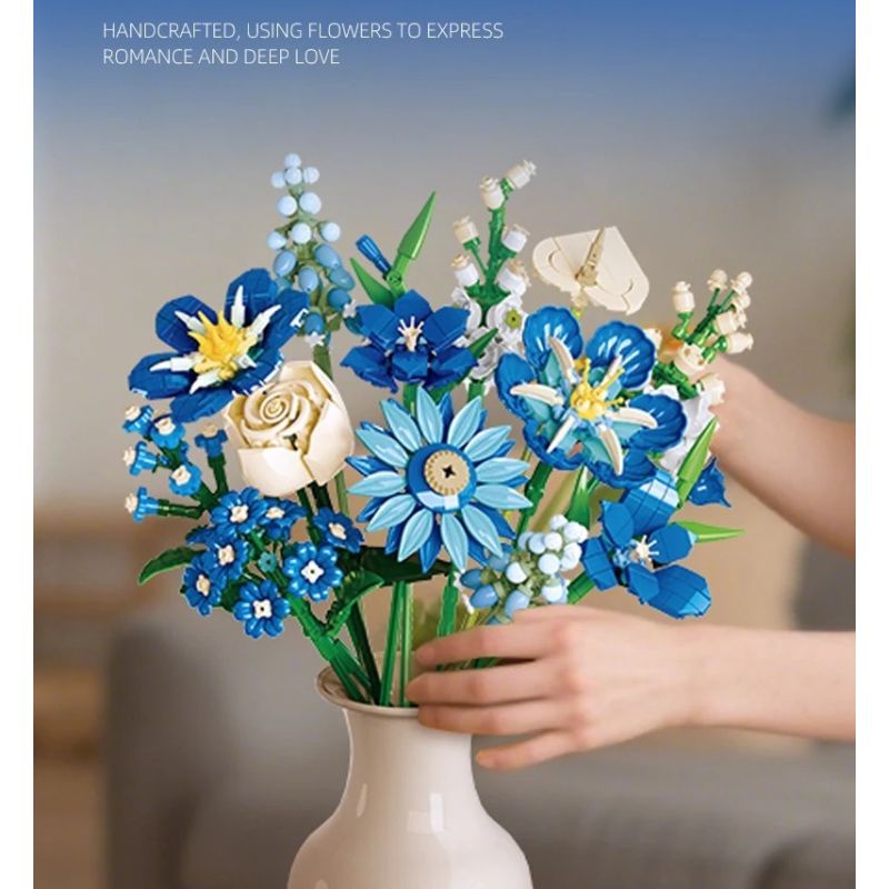 JIESTAR JJ9240 Xếp hình lắp ráp ghép mô hình hoa tulip màu xanh nửa đêm