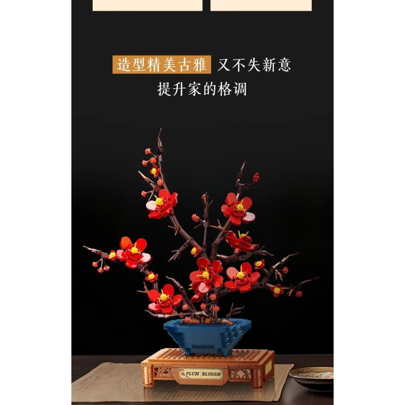 JIESTAR JJ9257 Plum Blossom Potted Plant Xếp hình lắp ráp ghép mô hình Chậu hoa mận kiêu hãnh