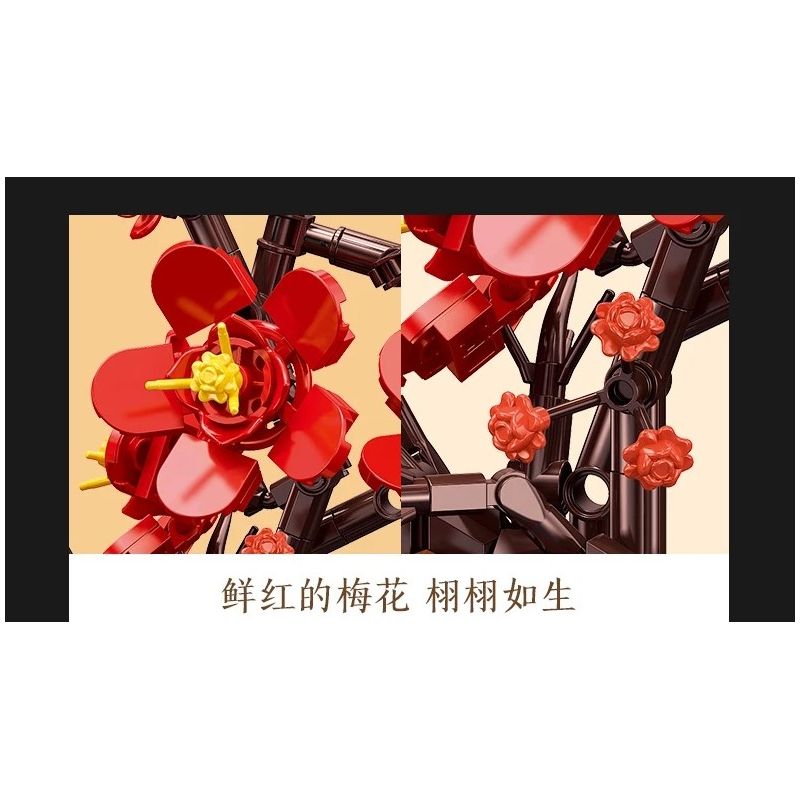 JIESTAR JJ9257 Plum Blossom Potted Plant Xếp hình lắp ráp ghép mô hình Chậu hoa mận kiêu hãnh