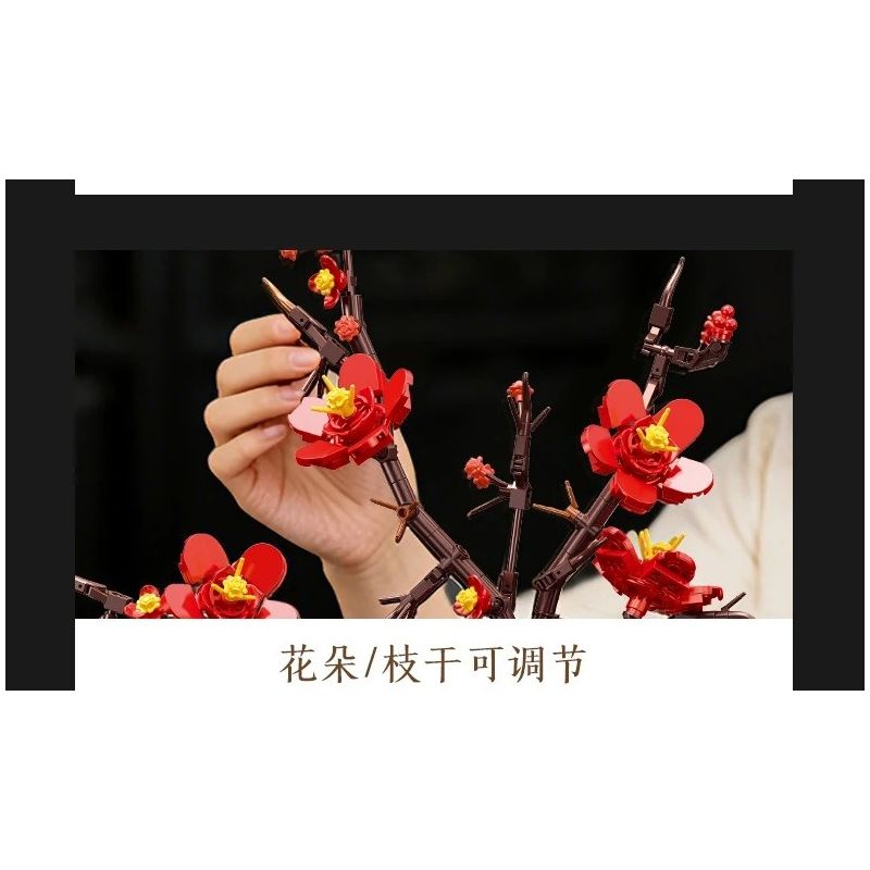 JIESTAR JJ9257 Plum Blossom Potted Plant Xếp hình lắp ráp ghép mô hình Chậu hoa mận kiêu hãnh