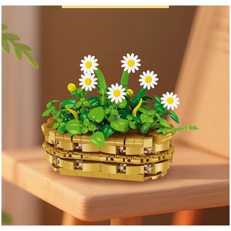 JIESTAR JJ9188 Xếp hình lắp ráp ghép mô hình Chậu hoa cúc nhỏ