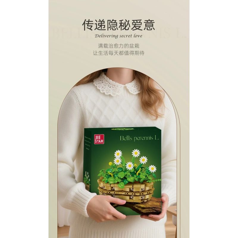 JIESTAR JJ9188 Xếp hình lắp ráp ghép mô hình Chậu hoa cúc nhỏ