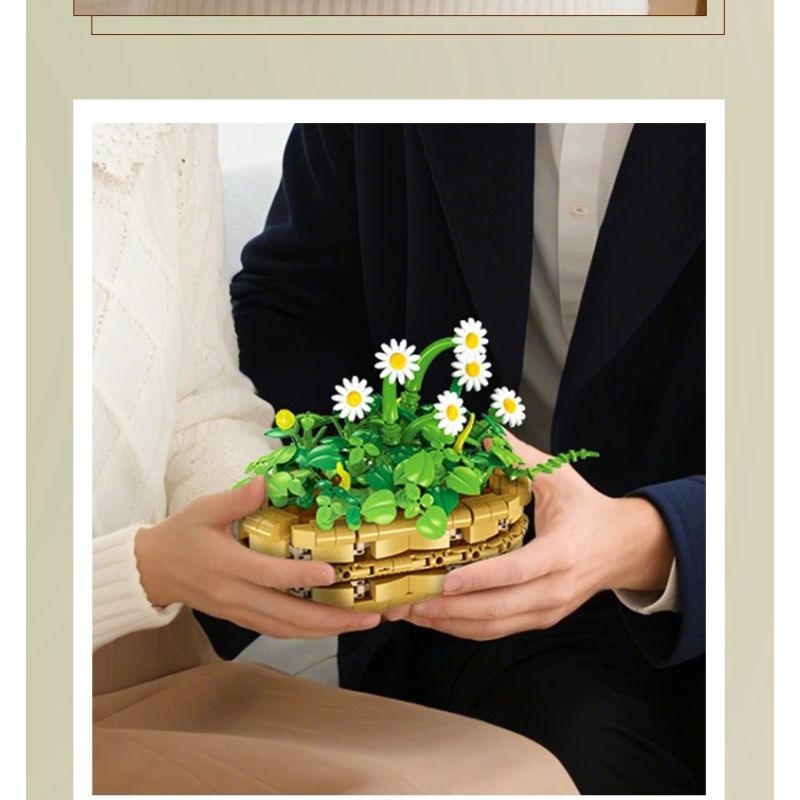 JIESTAR JJ9188 Xếp hình lắp ráp ghép mô hình Chậu hoa cúc nhỏ