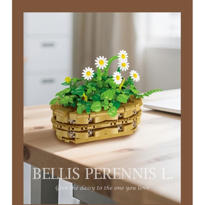 JIESTAR JJ9188 Xếp hình lắp ráp ghép mô hình Chậu hoa cúc nhỏ