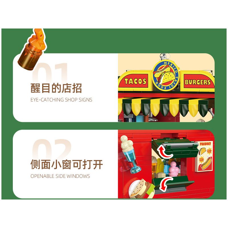 JIESTAR JJ9248 Mexican Taco Xếp hình lắp ráp ghép mô hình Taco Mexico