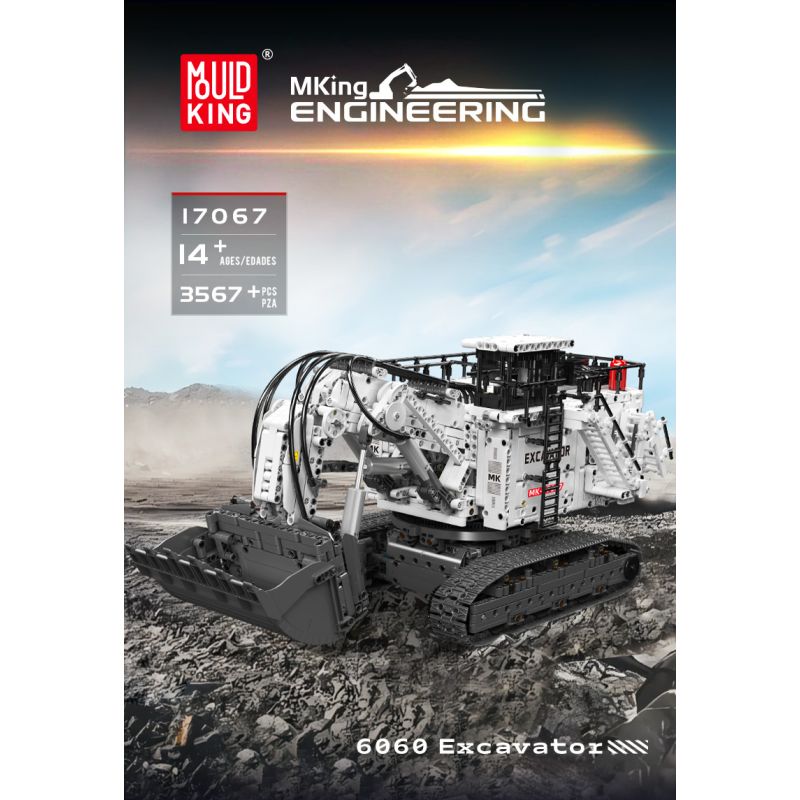 MouldKing 17067 6060 Excavator Xếp hình lắp ráp ghép mô hình Máy xúc xẻng Caterpillar 6060