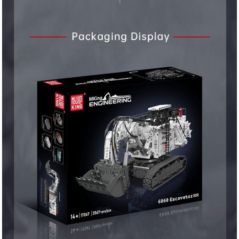 MouldKing 17067 6060 Excavator Xếp hình lắp ráp ghép mô hình Máy xúc xẻng Caterpillar 6060