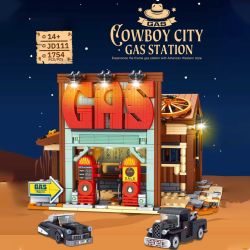 small angle JD111 Xếp hình lắp ráp ghép mô hình Thành phố Cowboy: Trung tâm sửa chữa ô tô