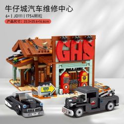 small angle JD111 Xếp hình lắp ráp ghép mô hình Thành phố Cowboy: Trung tâm sửa chữa ô tô