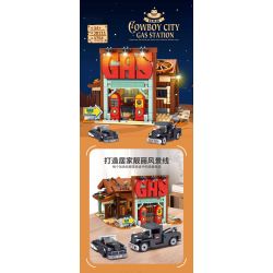 small angle JD111 Xếp hình lắp ráp ghép mô hình Thành phố Cowboy: Trung tâm sửa chữa ô tô