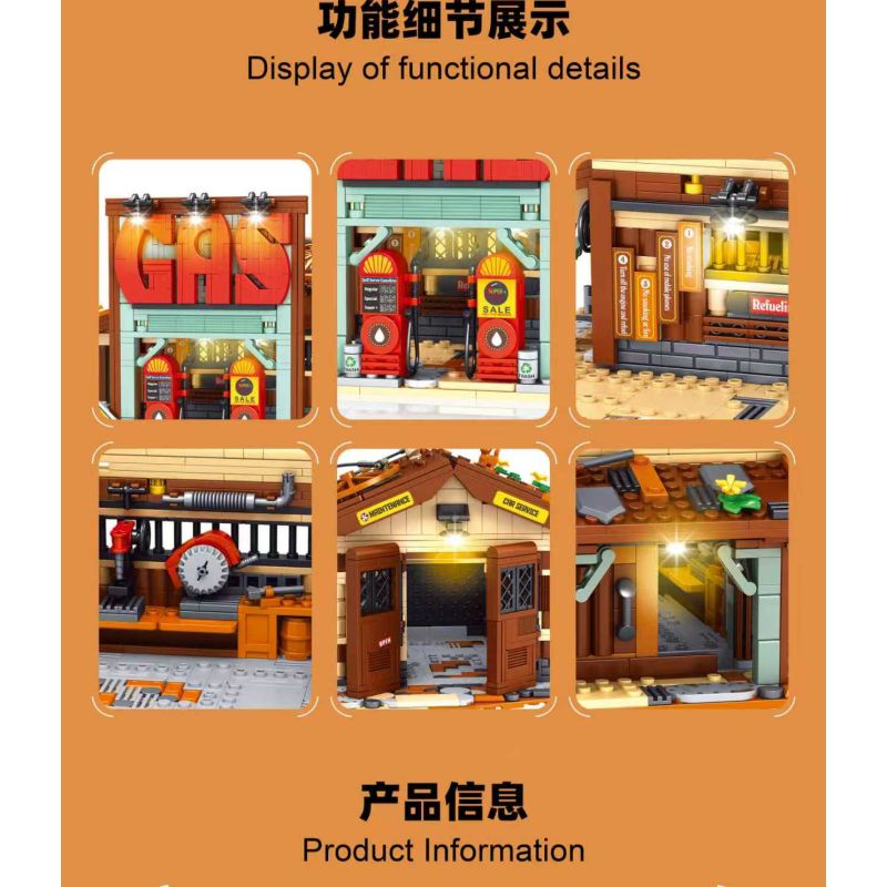 small angle JD111 Xếp hình lắp ráp ghép mô hình Thành phố Cowboy: Trung tâm sửa chữa ô tô