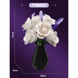 DK 3032 Xếp hình lắp ráp ghép mô hình hoa hồng trắng