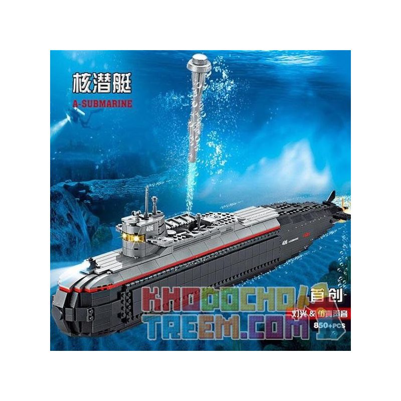 Kazi KY84028 84028 non  TÀU NGẦM NGUYÊN TỬ bộ đồ chơi xếp lắp ráp ghép mô hình Field Army FIELD ARMY A-SUBMARINE Chiến Trường 850 khối