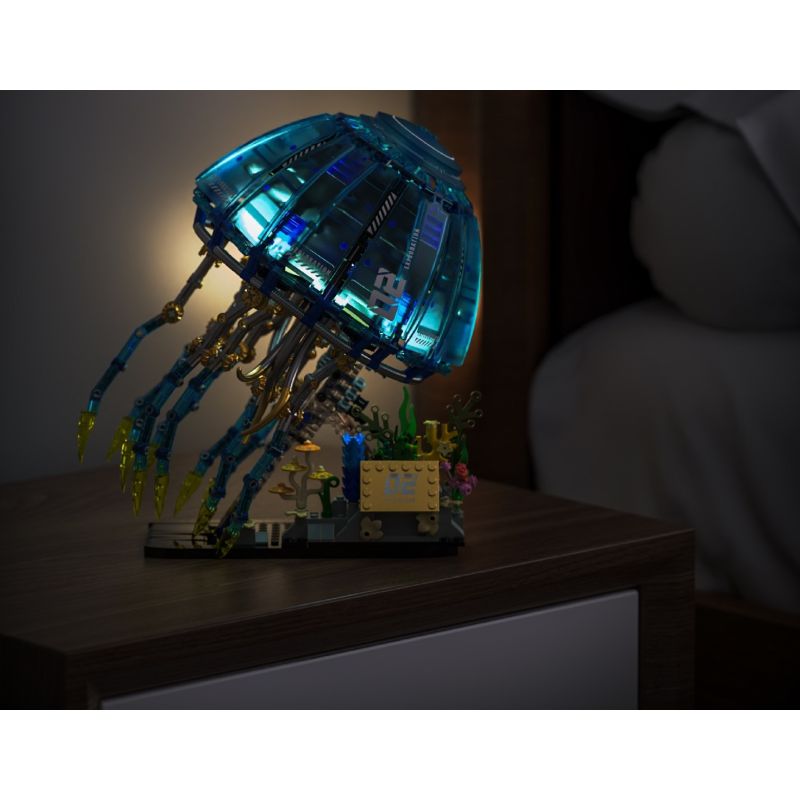 Takuki T1127 Bionic Glowing Mech Jellyfish Xếp hình lắp ráp ghép mô hình Sứa ánh sáng cơ học sinh học
