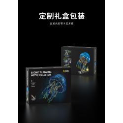 Takuki T1127 Bionic Glowing Mech Jellyfish Xếp hình lắp ráp ghép mô hình Sứa ánh sáng cơ học sinh học
