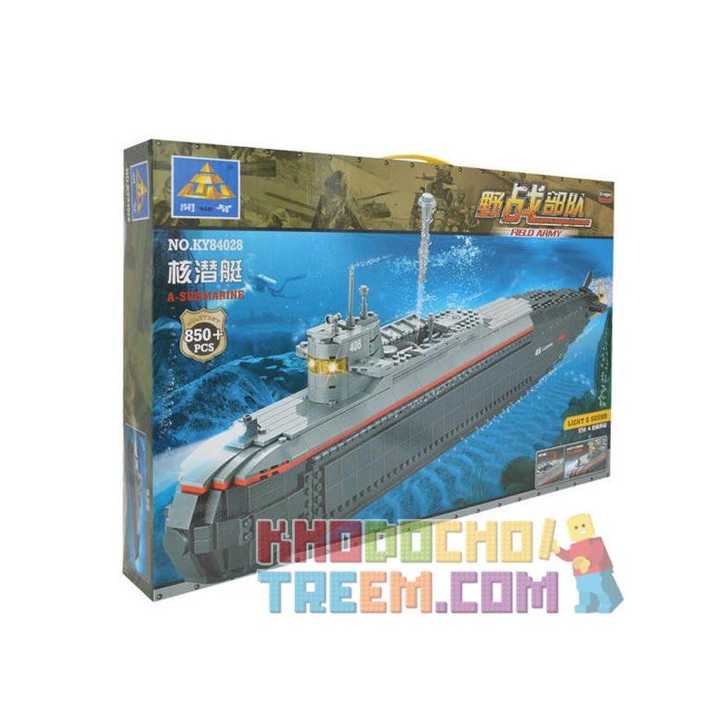 Kazi KY84028 84028 non  TÀU NGẦM NGUYÊN TỬ bộ đồ chơi xếp lắp ráp ghép mô hình Field Army FIELD ARMY A-SUBMARINE Chiến Trường 850 khối