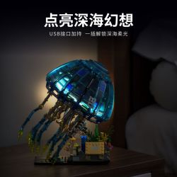Takuki T1127 Bionic Glowing Mech Jellyfish Xếp hình lắp ráp ghép mô hình Sứa ánh sáng cơ học sinh học
