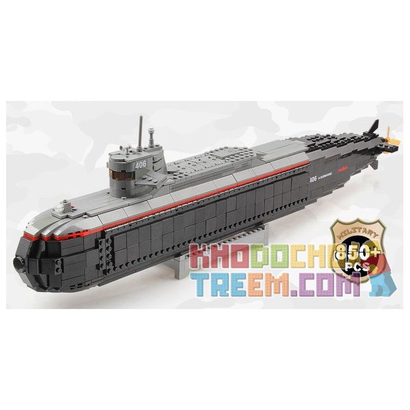 Kazi KY84028 84028 non  TÀU NGẦM NGUYÊN TỬ bộ đồ chơi xếp lắp ráp ghép mô hình Field Army FIELD ARMY A-SUBMARINE Chiến Trường 850 khối