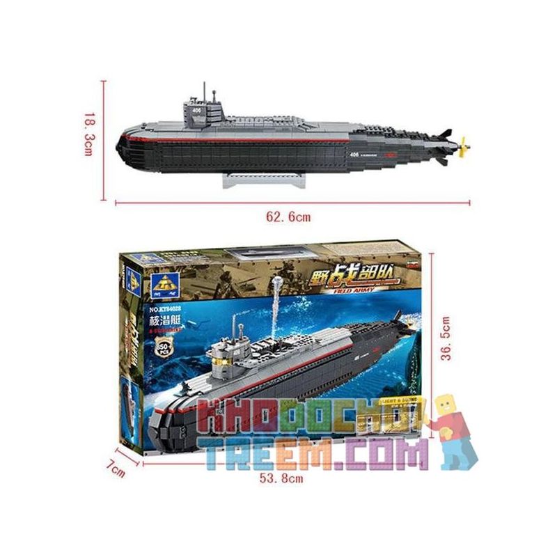 Kazi KY84028 84028 non  TÀU NGẦM NGUYÊN TỬ bộ đồ chơi xếp lắp ráp ghép mô hình Field Army FIELD ARMY A-SUBMARINE Chiến Trường 850 khối