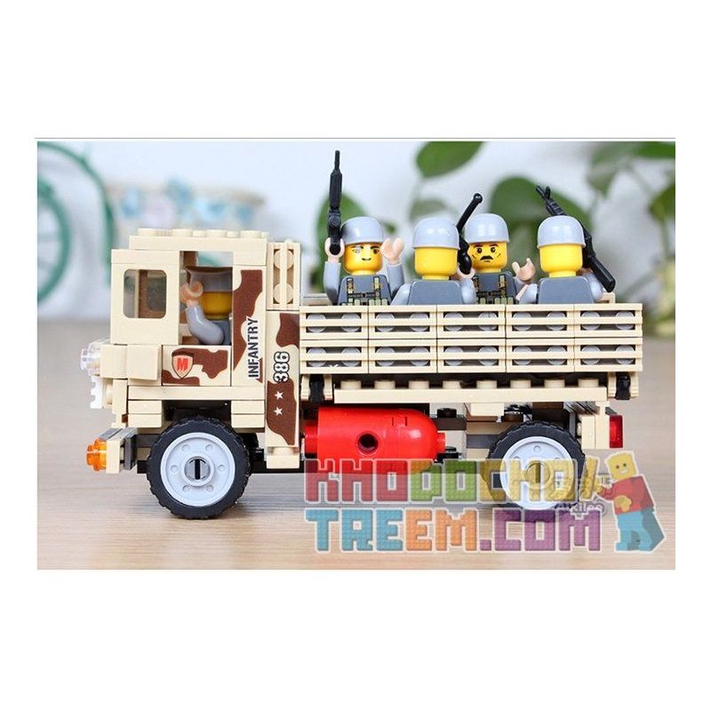 Kazi KY84027 84027 non  XE TẢI CHỞ QUÂN bộ đồ chơi xếp lắp ráp ghép mô hình Field Army Chiến Trường 183 khối