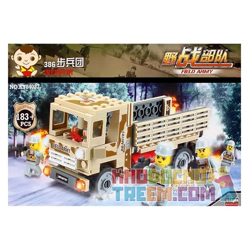 Kazi KY84027 84027 non  XE TẢI CHỞ QUÂN bộ đồ chơi xếp lắp ráp ghép mô hình Field Army Chiến Trường 183 khối